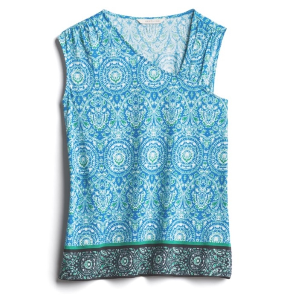 41 Hawthorn Blue Green Paisley Sleeveless Blouse